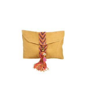 Muche Et Muchette Women's Snap Closure Tassel Pouch Beige
